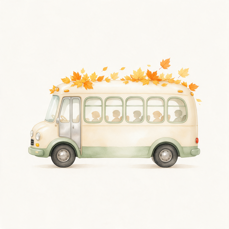 Illustration eines kleinen Schulbusses
